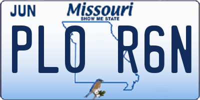 MO license plate PL0R6N