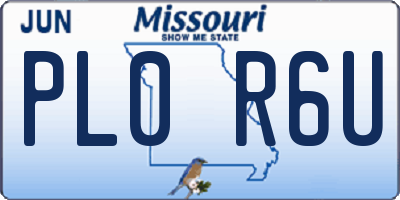 MO license plate PL0R6U