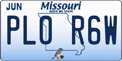 MO license plate PL0R6W