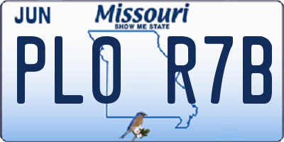 MO license plate PL0R7B
