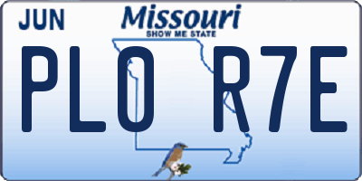 MO license plate PL0R7E