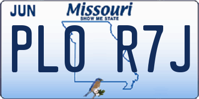 MO license plate PL0R7J