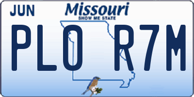 MO license plate PL0R7M