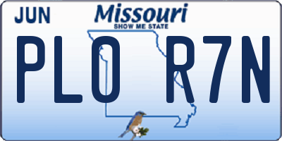 MO license plate PL0R7N