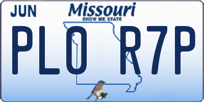 MO license plate PL0R7P