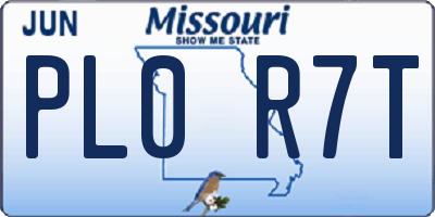 MO license plate PL0R7T