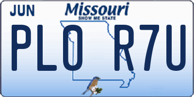 MO license plate PL0R7U