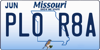 MO license plate PL0R8A