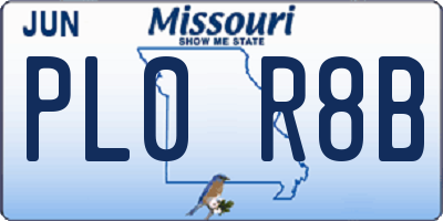 MO license plate PL0R8B