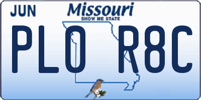 MO license plate PL0R8C