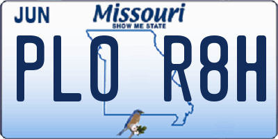 MO license plate PL0R8H