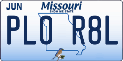 MO license plate PL0R8L