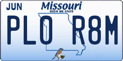 MO license plate PL0R8M