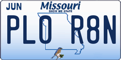 MO license plate PL0R8N