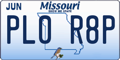 MO license plate PL0R8P