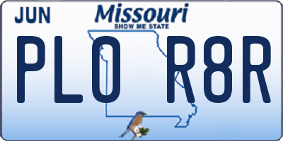 MO license plate PL0R8R