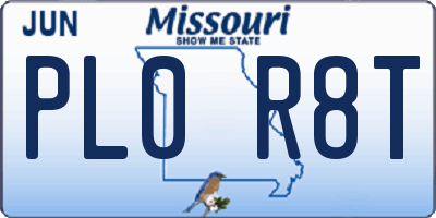 MO license plate PL0R8T