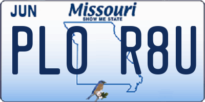 MO license plate PL0R8U