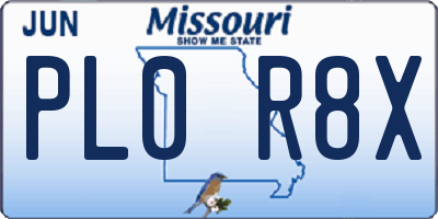 MO license plate PL0R8X