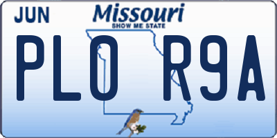 MO license plate PL0R9A