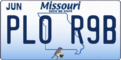 MO license plate PL0R9B