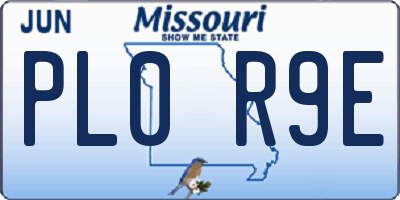 MO license plate PL0R9E