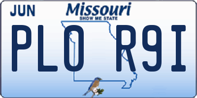 MO license plate PL0R9I