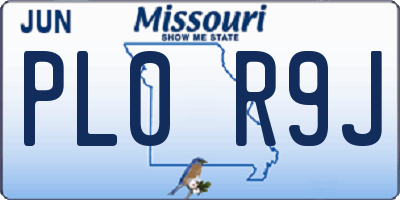 MO license plate PL0R9J