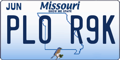 MO license plate PL0R9K