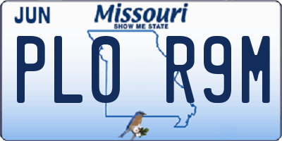 MO license plate PL0R9M
