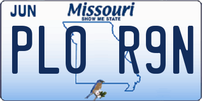 MO license plate PL0R9N