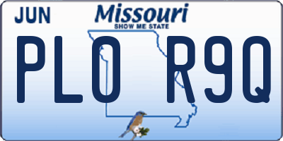 MO license plate PL0R9Q