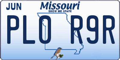 MO license plate PL0R9R