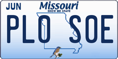 MO license plate PL0S0E