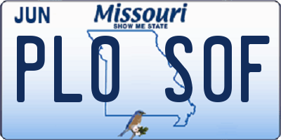 MO license plate PL0S0F