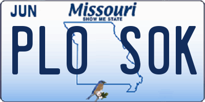 MO license plate PL0S0K