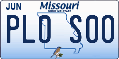 MO license plate PL0S0O