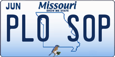 MO license plate PL0S0P