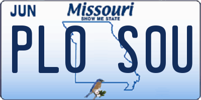 MO license plate PL0S0U