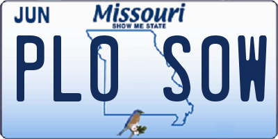 MO license plate PL0S0W