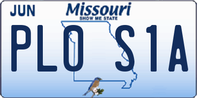 MO license plate PL0S1A