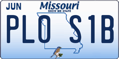 MO license plate PL0S1B