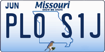MO license plate PL0S1J