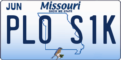 MO license plate PL0S1K