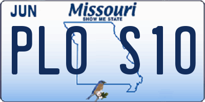 MO license plate PL0S1O