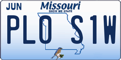 MO license plate PL0S1W