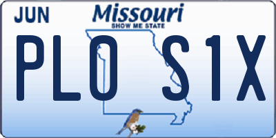 MO license plate PL0S1X