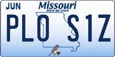 MO license plate PL0S1Z