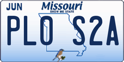 MO license plate PL0S2A