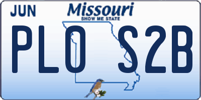 MO license plate PL0S2B